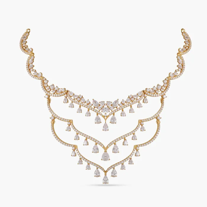 Necklaces Nipuna CZ Statement Silver Necklace Set SILVER