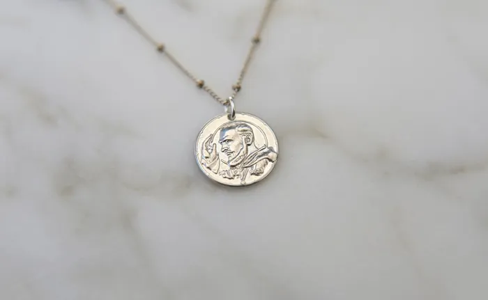 Necklaces St Padre Pio Necklace in Sterling Silver TheLittleCatholic