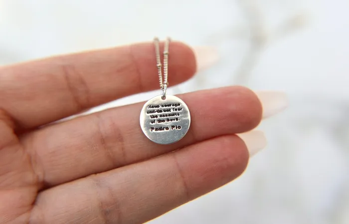Necklaces St Padre Pio Necklace in Sterling Silver TheLittleCatholic