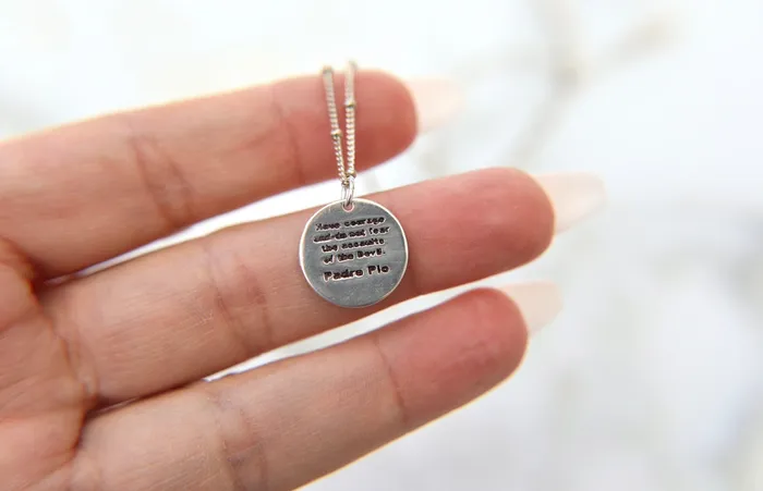 Necklaces St Padre Pio Necklace in Sterling Silver TheLittleCatholic