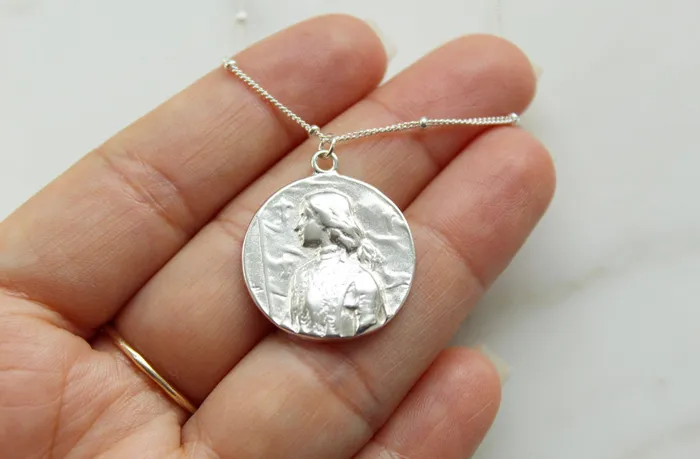 Necklaces TheLittleCatholic St Joan Of Arc Necklace in 925 Sterling Silver