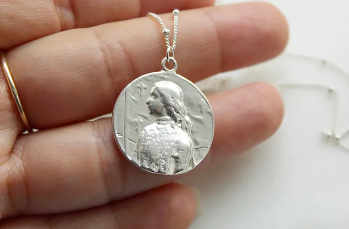Necklaces TheLittleCatholic St Joan Of Arc Necklace in 925 Sterling Silver