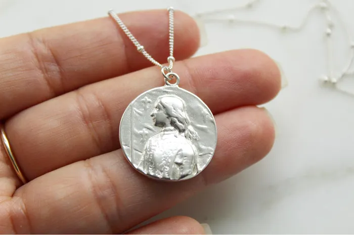 Necklaces TheLittleCatholic St Joan Of Arc Necklace in 925 Sterling Silver