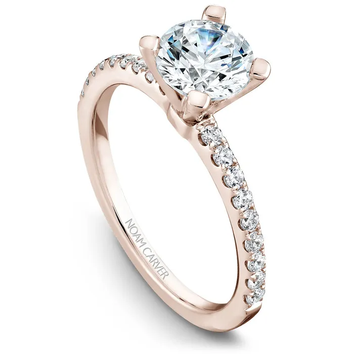 Noam Carver Rose Gold Peg Head Semi Mount Diamond Solitaire Engagement Ring setting 028 CTW International Diamond Center Rings Noam Carver Rose Gold Peg Head Semi Mount Diamond Solitaire Engagement Ring setting 028 CTW International Diamond Center Rings