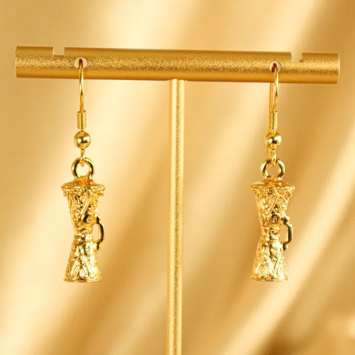 Olafemi 18ct Gold Plated Yoruba Drum Inspired Earrings Omolola Jewellery Earrings