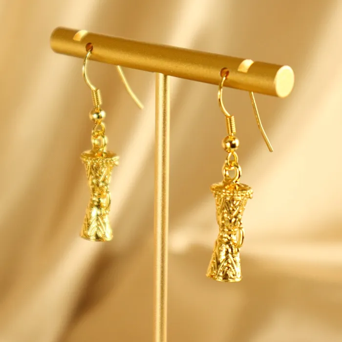 Olafemi 18ct Gold Plated Yoruba Drum Inspired Earrings Omolola Jewellery Earrings