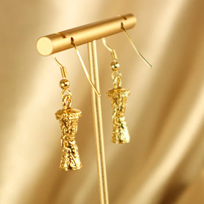 Olafemi 18ct Gold Plated Yoruba Drum Inspired Earrings Omolola Jewellery Earrings