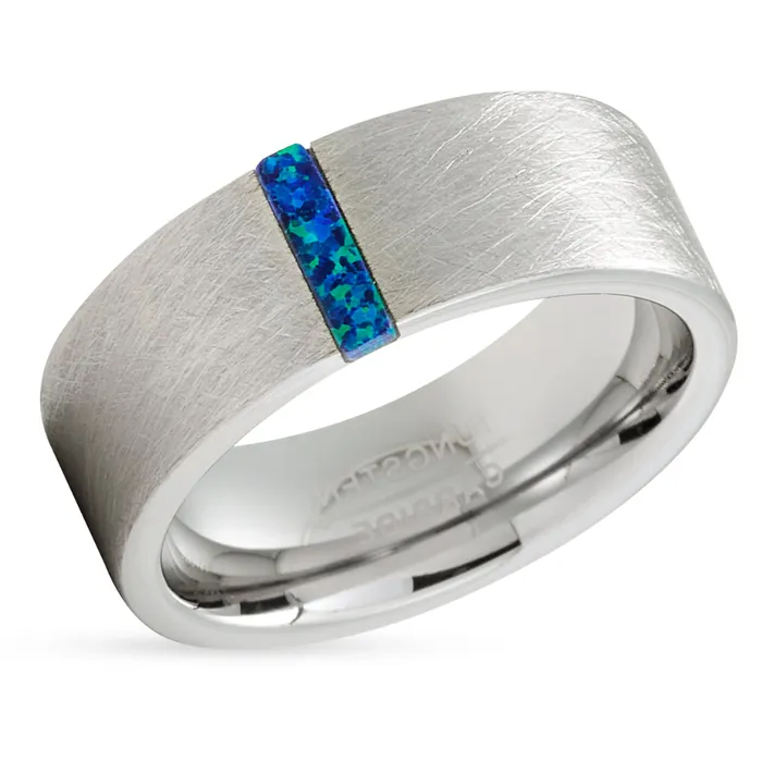 Opal Wedding Ring Blue Opal Ring Tungsten Wedding Band Tungsten Wedding Ring Clean Casting Jewelry Rings Opal Wedding Ring Blue Opal Ring Tungsten Wedding Band Tungsten Wedding Ring Clean Casting Jewelry Rings