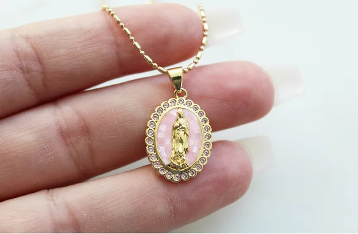 Our Lady of Guadalupe Necklace in Pink TheLittleCatholic Necklaces