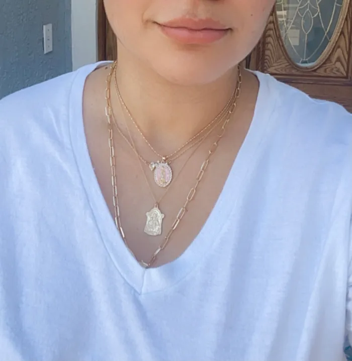 Our Lady of Guadalupe Necklace in Pink TheLittleCatholic Necklaces