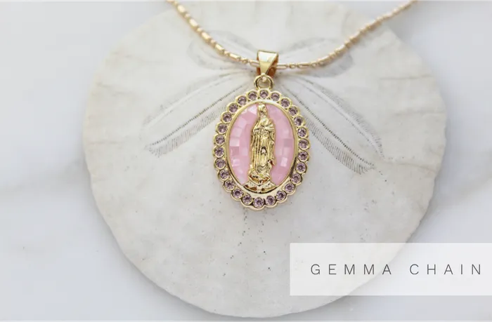 Our Lady of Guadalupe Necklace in Pink TheLittleCatholic Necklaces