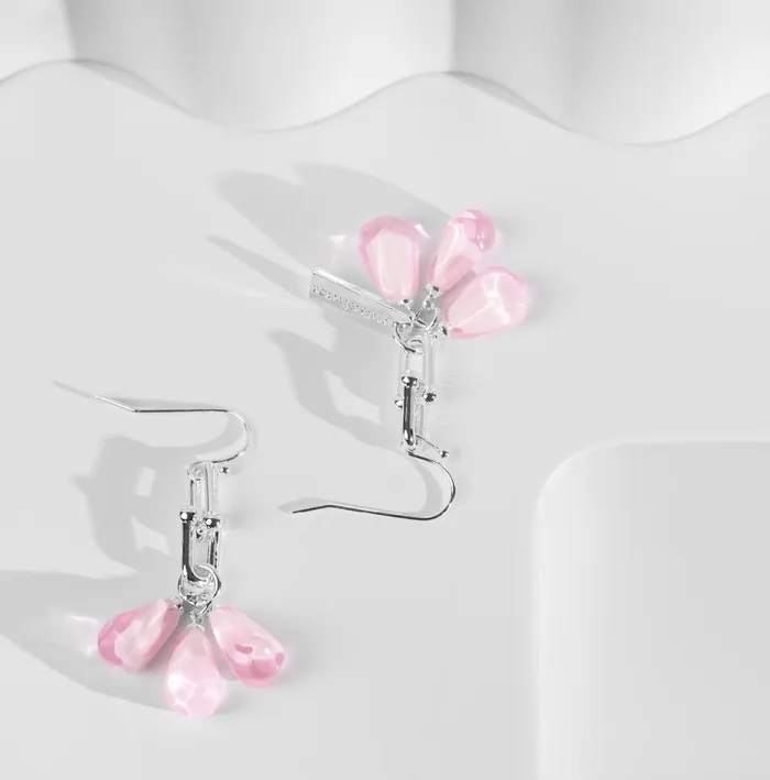 Pomegranate Seeds Earrings in Silver and Pink Anets Collection Earrings