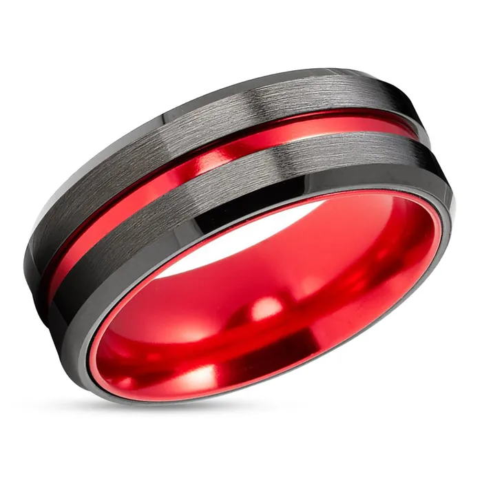 Red Wedding Ring Gunmetal Wedding Band Tungsten Wedding Ring Black Ring Red Band Clean Casting Jewelry Rings Red Wedding Ring Gunmetal Wedding Band Tungsten Wedding Ring Black Ring Red Band Clean Casting Jewelry Rings