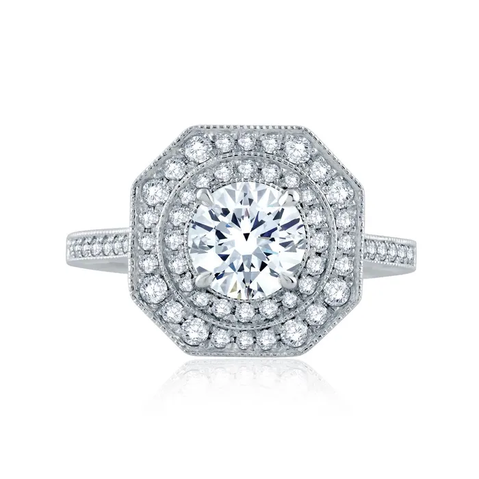 Rings AJAFFE Art Deco Round Diamond Engagement Ring Setting 044 ctw International Diamond Center Rings AJAFFE Art Deco Round Diamond Engagement Ring Setting 044 ctw International Diamond Center