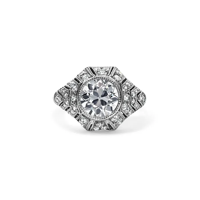 Rings Antique Old European Cut Diamond Ring SG Vintage