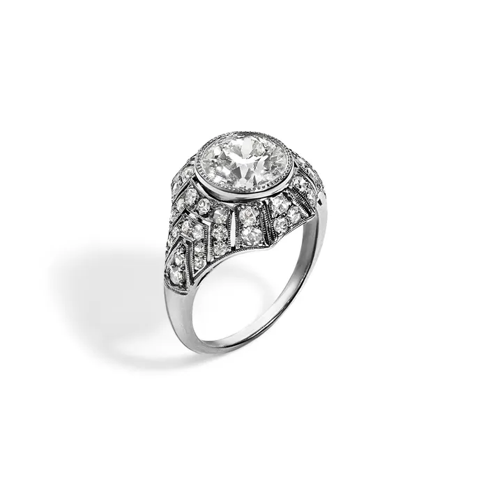 Rings Antique Old European Cut Diamond Ring SG Vintage