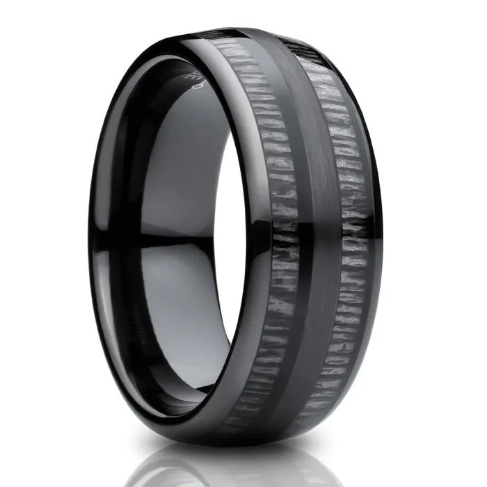 Rings Charcoal Wedding Ring Black Tungsten Ring 8mm Wedding Ring Anniversary Ring Engagement Ring Dome Clean Casting Jewelry