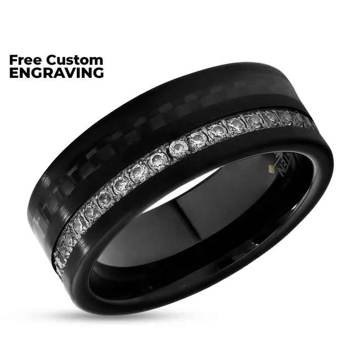 Rings Clean Casting Jewelry 8mm Black Wedding Ring Black Tungsten Ring Carbon Fiber Ring Mans Ring