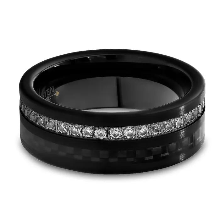Rings Clean Casting Jewelry 8mm Black Wedding Ring Black Tungsten Ring Carbon Fiber Ring Mans Ring