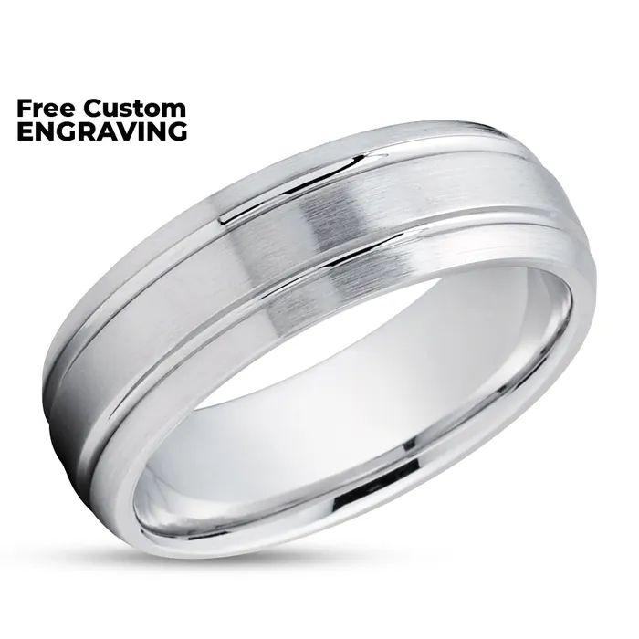 Rings Clean Casting Jewelry Dome Wedding Ring White Gold Wedding Ring 14k White Gold Ring Wedding Band