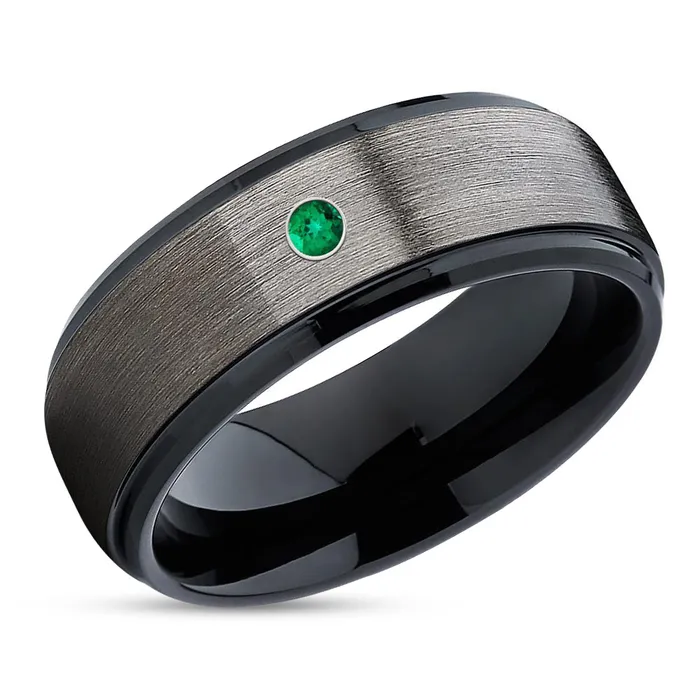 Rings Clean Casting Jewelry Gunmetal Wedding Ring BlacK Tungsten Ring Emerald Wedding Ring Anniversary Ring Rings Clean Casting Jewelry Gunmetal Wedding Ring BlacK Tungsten Ring Emerald Wedding Ring Anniversary Ring