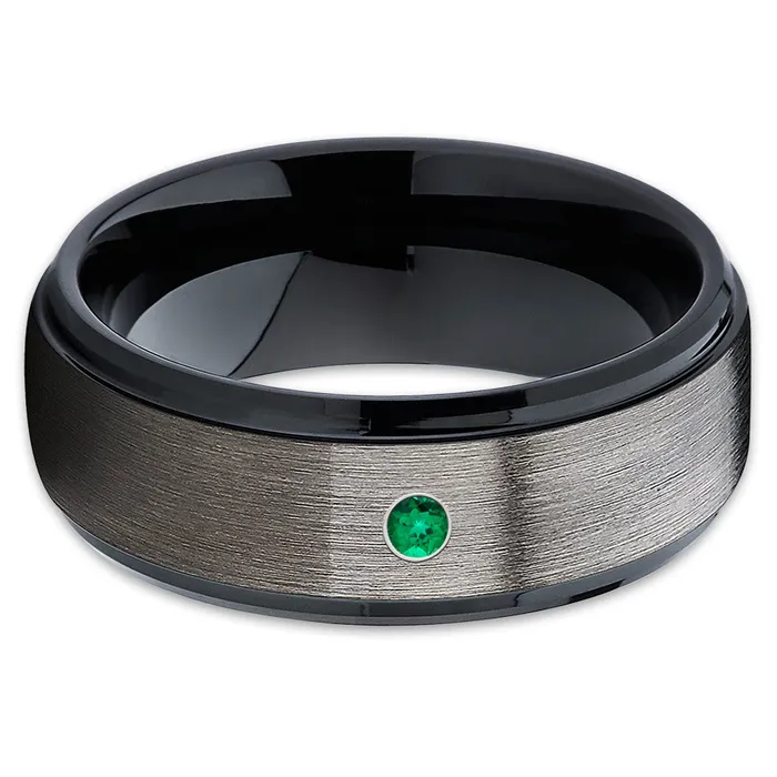 Rings Clean Casting Jewelry Gunmetal Wedding Ring BlacK Tungsten Ring Emerald Wedding Ring Anniversary Ring