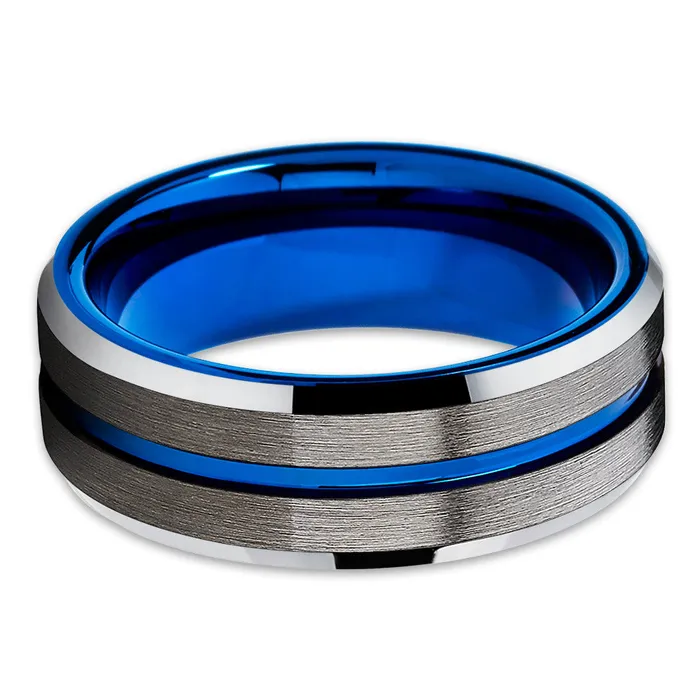 Rings Clean Casting Jewelry Gunmetal Wedding Ring Blue Wedding Band Tungsten Wedding Band Gunmetal Band