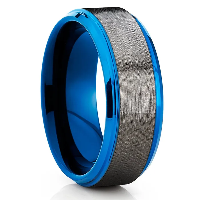 Rings Clean Casting Jewelry Gunmetal Wedding Ring Blue Wedding Ring 8mm Wedding Ring Wedding Band