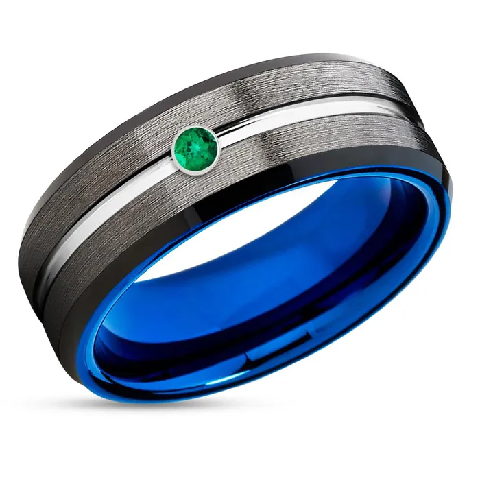 Rings Clean Casting Jewelry Gunmetal Wedding Ring Emerald Wedding Ring Blue Tungsten Ring Tungsten Wedding Band Rings Clean Casting Jewelry Gunmetal Wedding Ring Emerald Wedding Ring Blue Tungsten Ring Tungsten Wedding Band