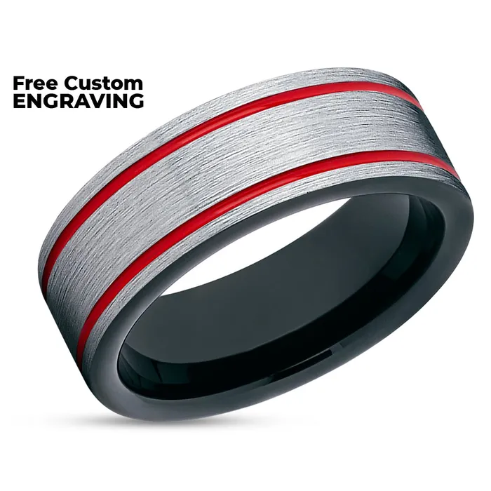 Rings Clean Casting Jewelry Red Tungsten Wedding Ring Black Tungsten Wedding Ring Red Tungsten Band