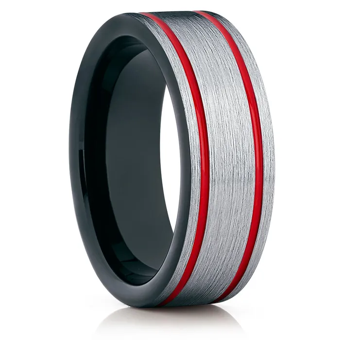 Rings Clean Casting Jewelry Red Tungsten Wedding Ring Black Tungsten Wedding Ring Red Tungsten Band