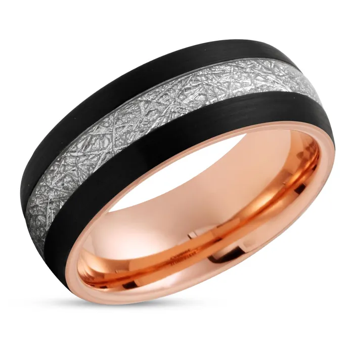 Rings Clean Casting Jewelry Rose Gold Tungsten Wedding Band Meteorite Wedding Band Black Wedding Ring Rings Clean Casting Jewelry Rose Gold Tungsten Wedding Band Meteorite Wedding Band Black Wedding Ring