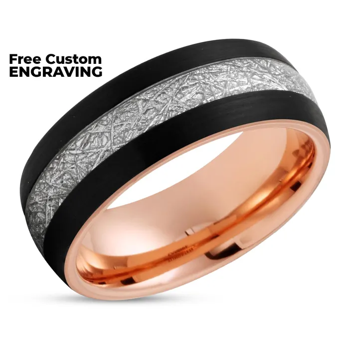 Rings Clean Casting Jewelry Rose Gold Tungsten Wedding Band Meteorite Wedding Band Black Wedding Ring