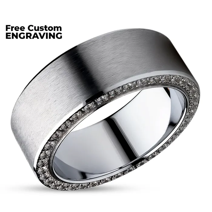 Rings Clean Casting Jewelry Silver Titanium Wedding Ring 8mm Wedding Ring Mans Wedding Ring Black CZ Ring