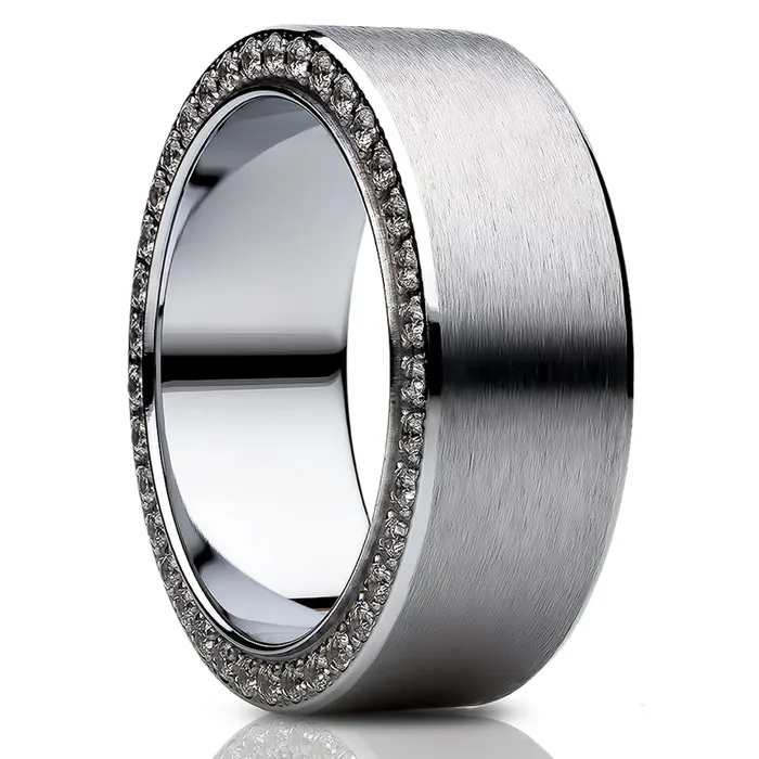 Rings Clean Casting Jewelry Silver Titanium Wedding Ring 8mm Wedding Ring Mans Wedding Ring Black CZ Ring