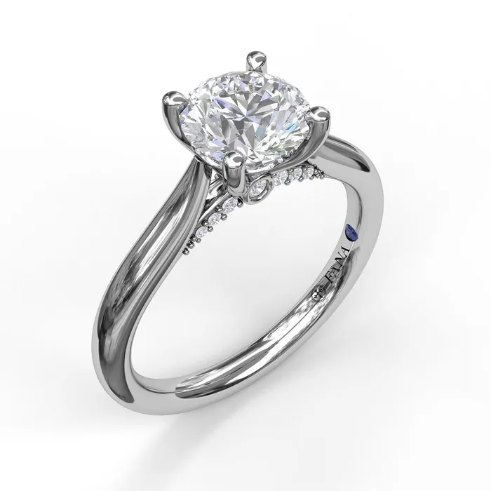 Rings FANA Round Cut Solitaire Engagement Ring Setting With Decorated Bridge International Diamond Center Rings FANA Round Cut Solitaire Engagement Ring Setting With Decorated Bridge International Diamond Center