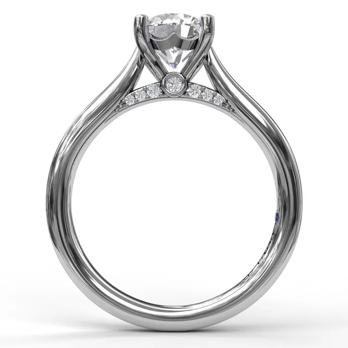 Rings FANA Round Cut Solitaire Engagement Ring Setting With Decorated Bridge International Diamond Center