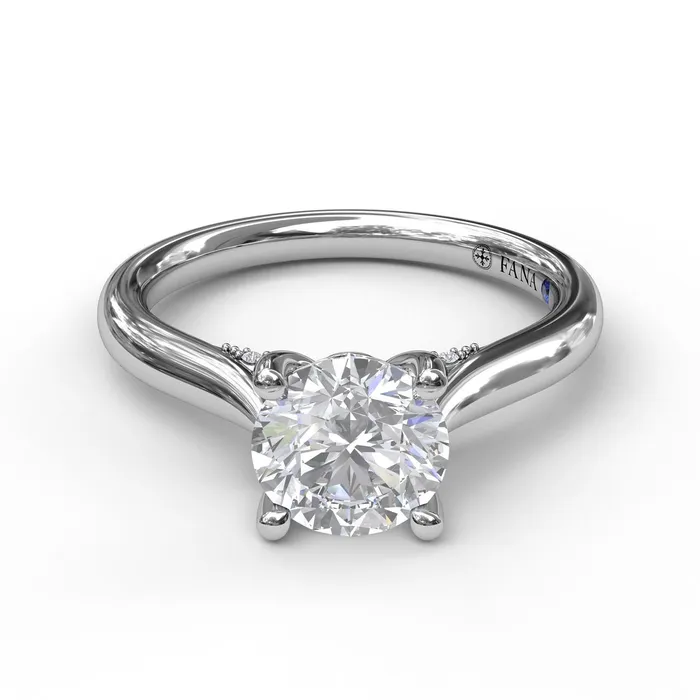 Rings FANA Round Cut Solitaire Engagement Ring Setting With Decorated Bridge International Diamond Center