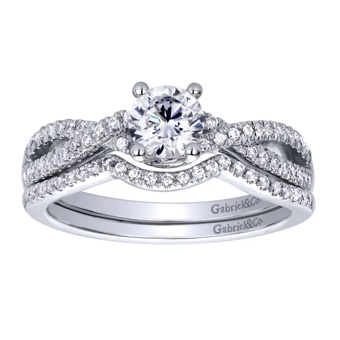 Rings Gabriel Bridal Collection White Gold Criss Cross Engagement Ring 018 ctw International Diamond Center Rings Gabriel Bridal Collection White Gold Criss Cross Engagement Ring 018 ctw International Diamond Center
