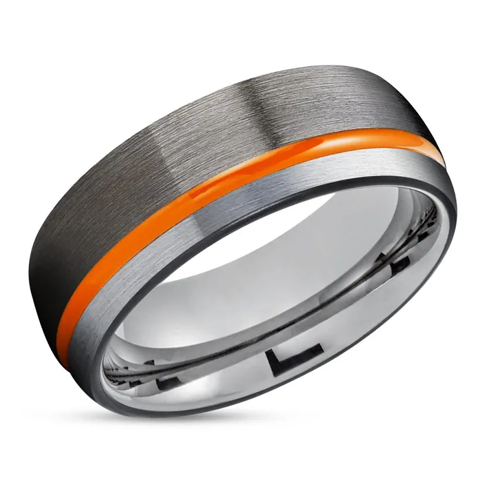 Rings Gunmetal Tungsten Ring Orange Tungsten Ring Anniversary Ring Black Tungsten Ring Clean Casting Jewelry