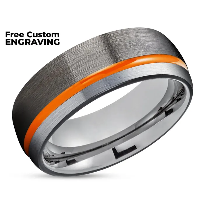 Rings Gunmetal Tungsten Ring Orange Tungsten Ring Anniversary Ring Black Tungsten Ring Clean Casting Jewelry