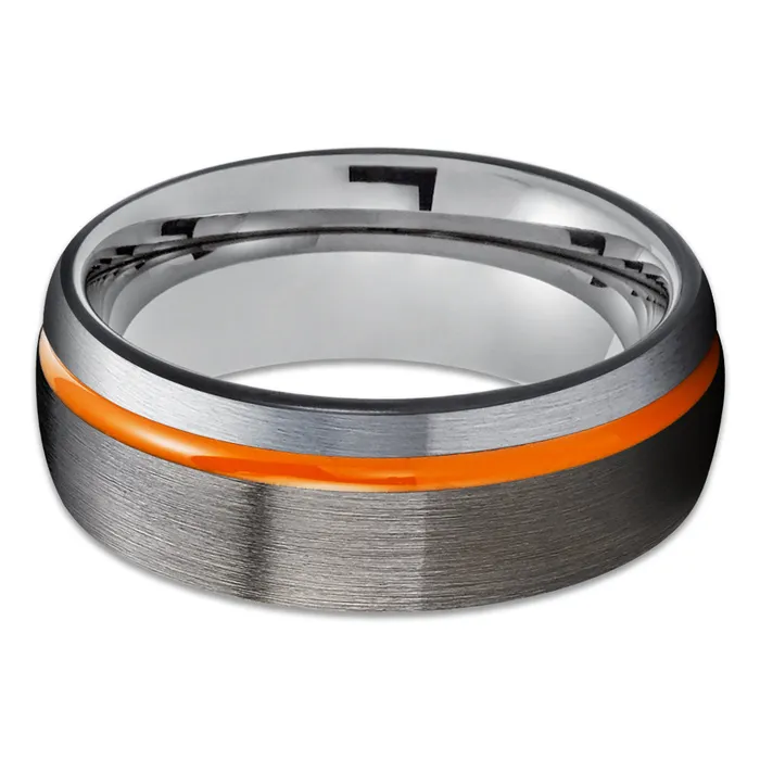 Rings Gunmetal Tungsten Ring Orange Tungsten Ring Anniversary Ring Black Tungsten Ring Clean Casting Jewelry
