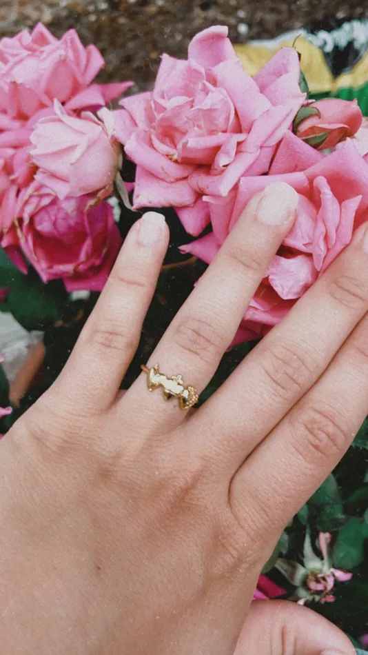 Rings Holy Family Hearts Ring in Gold Vermeil The Little Catholic