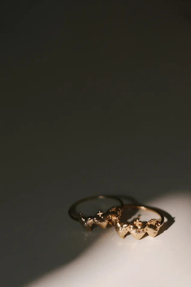 Rings Holy Family Hearts Ring in Gold Vermeil The Little Catholic