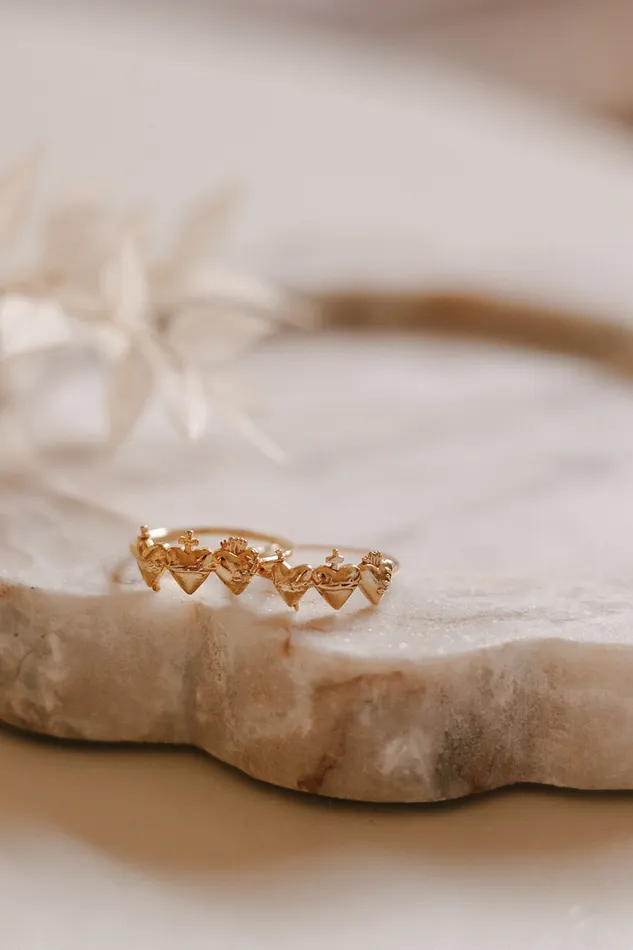 Rings Holy Family Hearts Ring in Gold Vermeil The Little Catholic