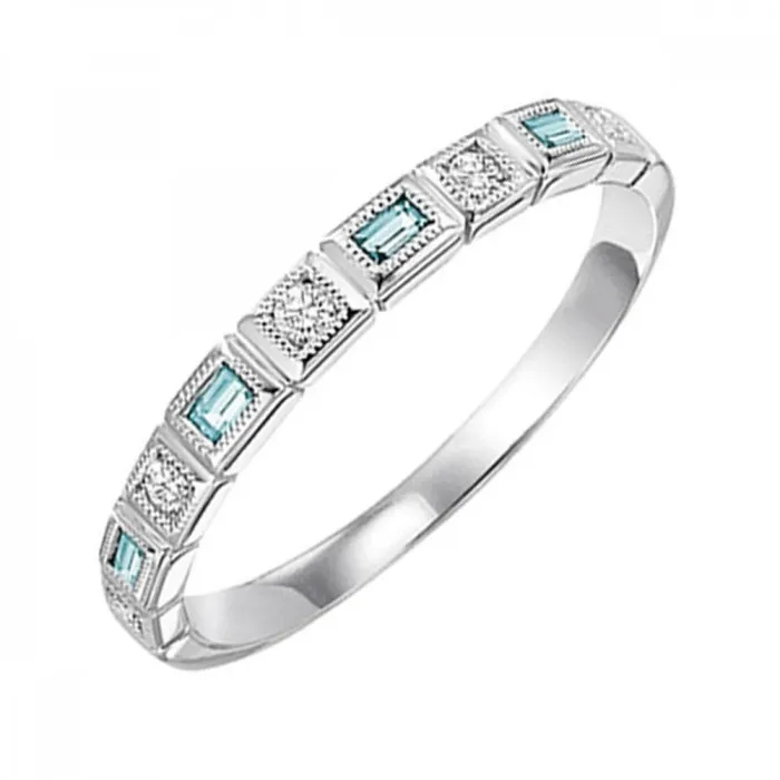 Rings International Diamond Center 14K Gold Stackable Mix Bezel Diamond Aquamarine Band Rings International Diamond Center 14K Gold Stackable Mix Bezel Diamond Aquamarine Band