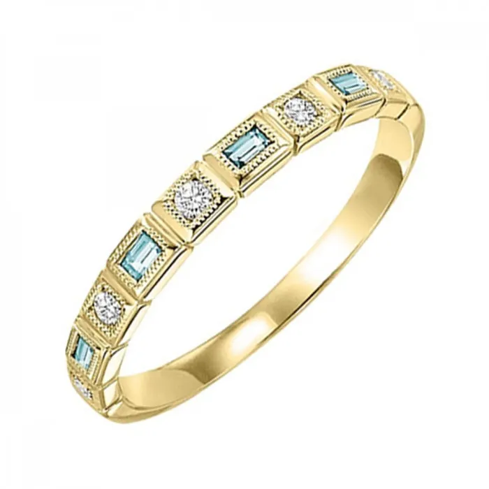 Rings International Diamond Center 14K Gold Stackable Mix Bezel Diamond Aquamarine Band Rings International Diamond Center 14K Gold Stackable Mix Bezel Diamond Aquamarine Band