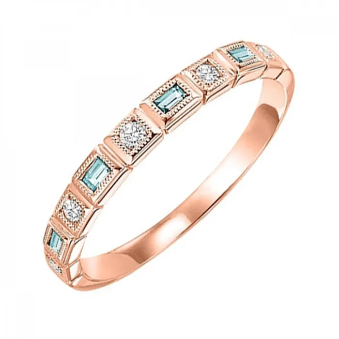 Rings International Diamond Center 14K Gold Stackable Mix Bezel Diamond Aquamarine Band Rings International Diamond Center 14K Gold Stackable Mix Bezel Diamond Aquamarine Band