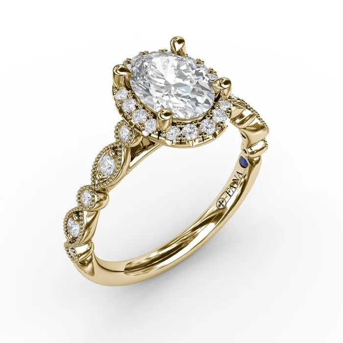 Rings International Diamond Center FANA Classic Diamond Engagement Ring Setting with Detailed Milgrain Band Rings International Diamond Center FANA Classic Diamond Engagement Ring Setting with Detailed Milgrain Band