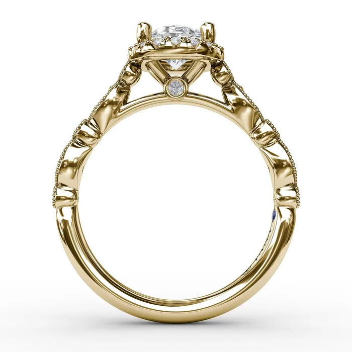 Rings International Diamond Center FANA Classic Diamond Engagement Ring Setting with Detailed Milgrain Band